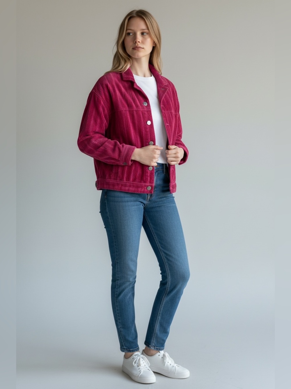 CAbi Hot Pink Corduroy Button-Up Jacket